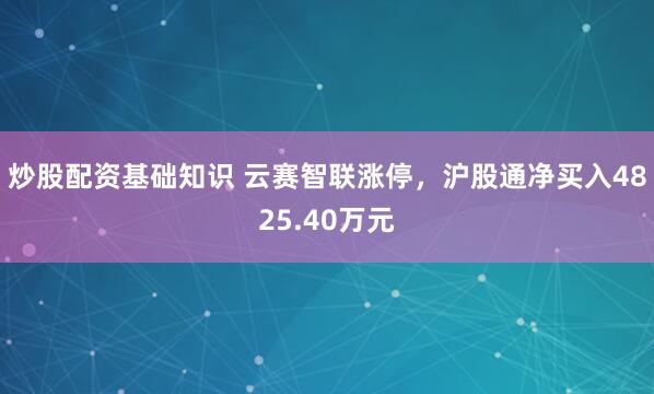 炒股配资基础知识 云赛智联涨停，沪股通净买入4825.40万元